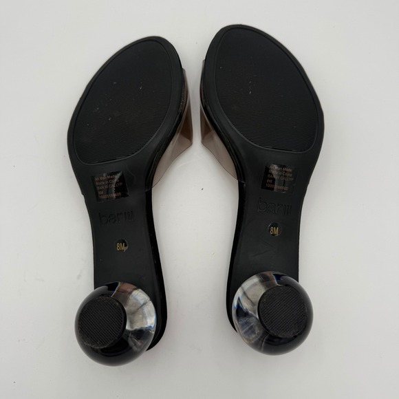Bar III Cally Women Clear Strap Block Heel Mules Slide Sandals Black Size 8 EUC - Picture 8 of 8